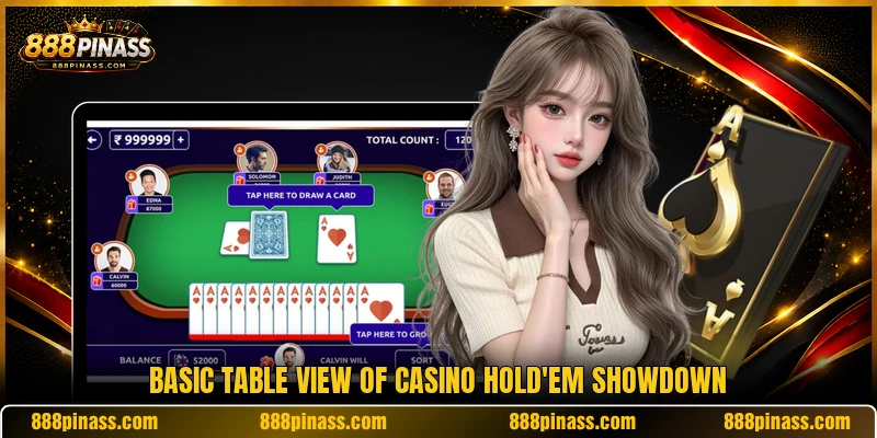 Basic table view of casino hold'em showdown