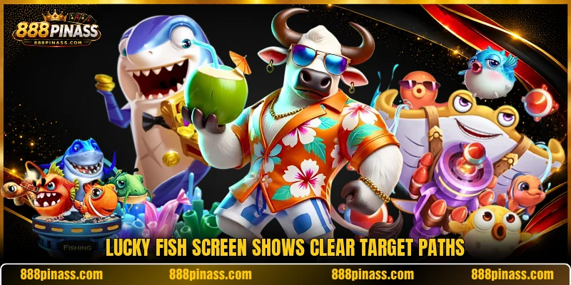 Lucky Fish screen shows clear target paths