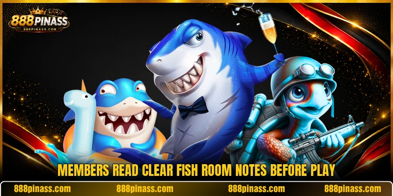 Members read clear Fish room notes before play