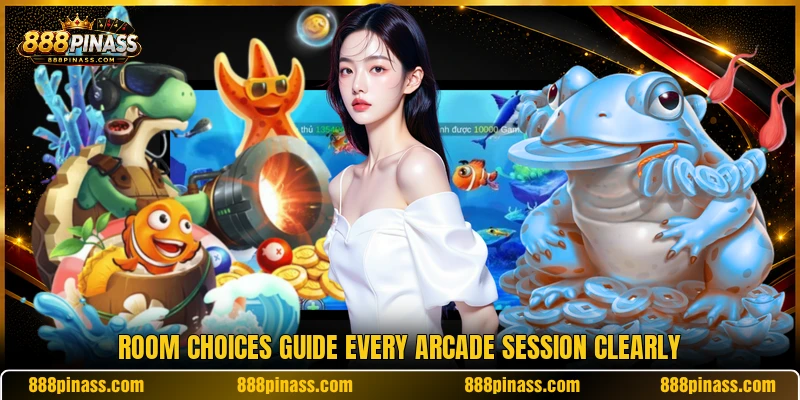 Room choices guide every arcade session clearly