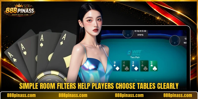 Simple room filters help players choose tables clearly Simple room filters help players choose tables clearly